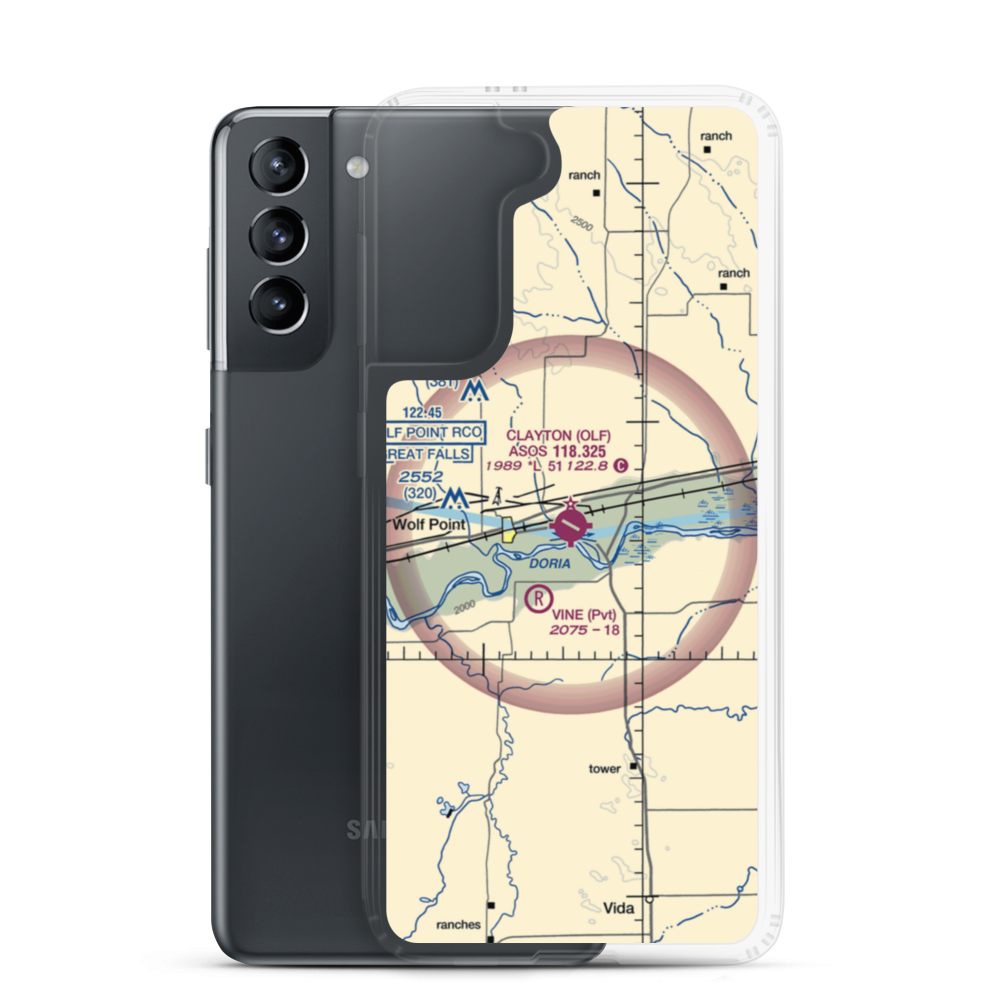 L M Clayton Airport (OLF) VFR Sectional Samsung Case Samsung Galaxy S21 model shown