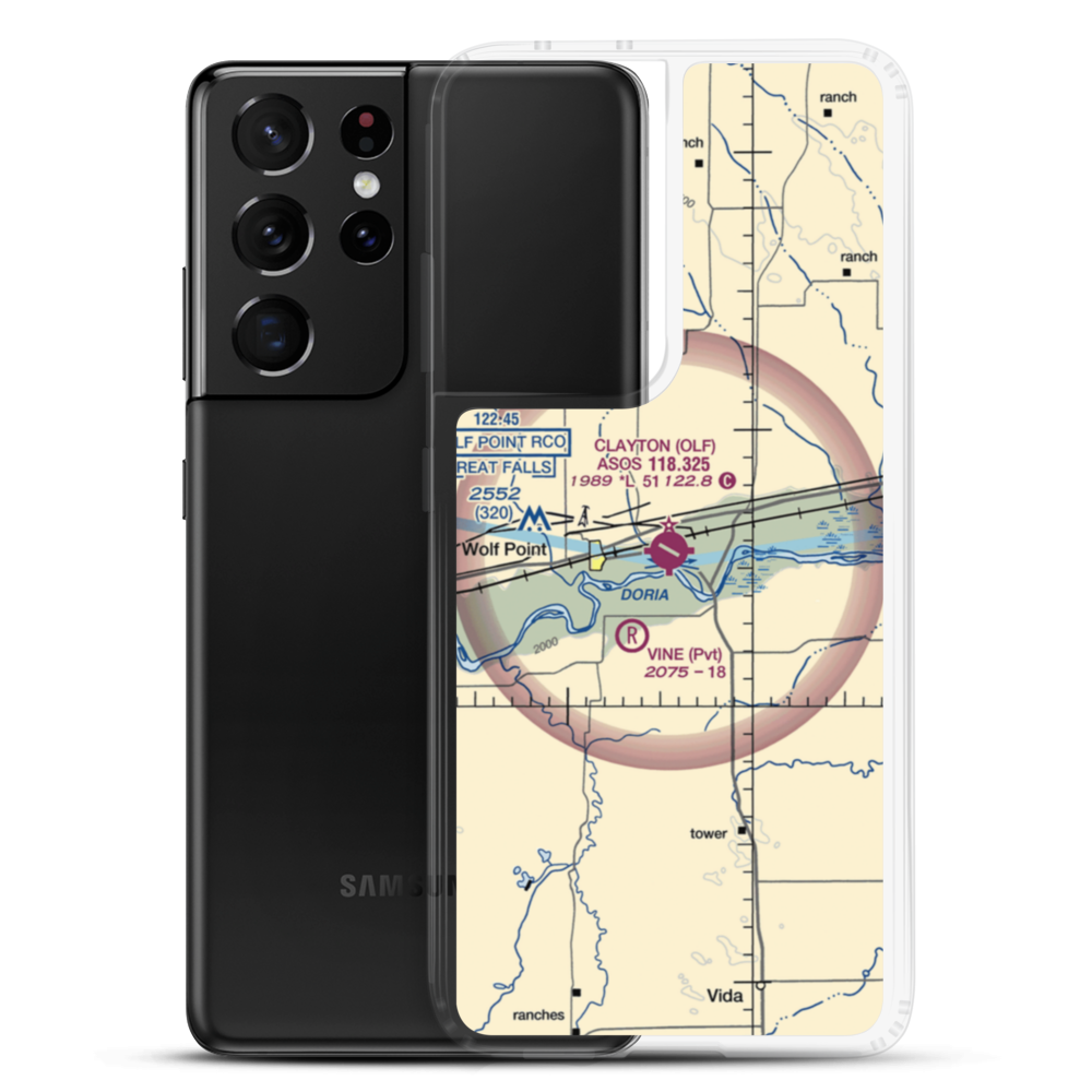 L M Clayton Airport (OLF) VFR Sectional Samsung Case Samsung Galaxy S21 Ultra model shown