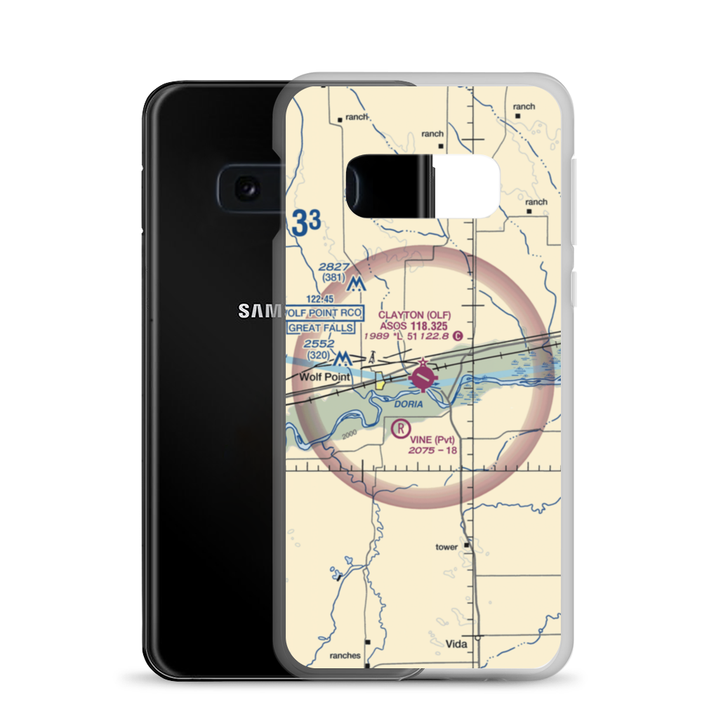 L M Clayton Airport (OLF) VFR Sectional Samsung Case Samsung Galaxy S10e model shown