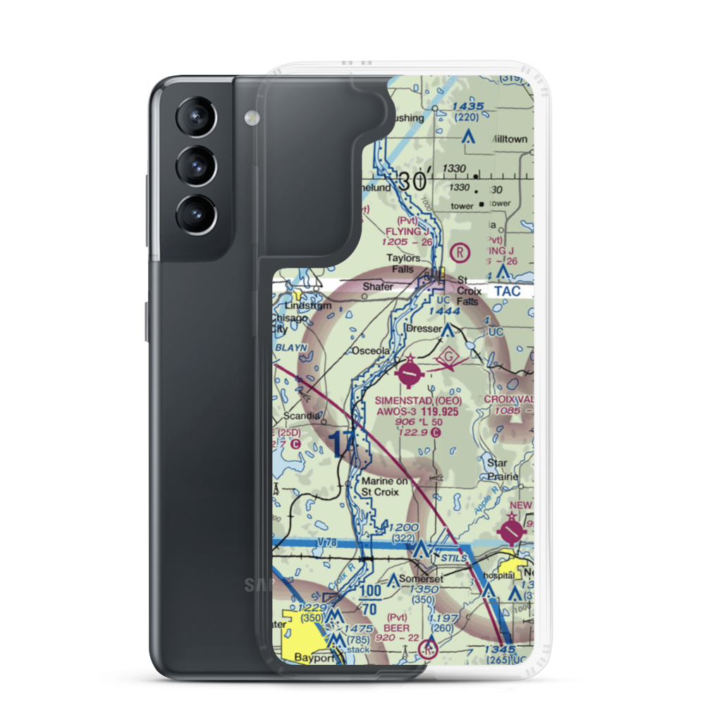 L O Simenstad Municipal Airport (OEO) VFR Sectional Samsung Case Samsung Galaxy S21 model shown