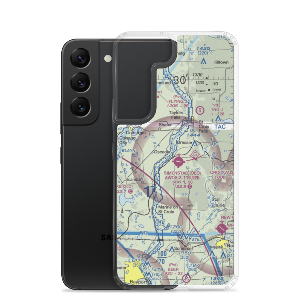 L O Simenstad Municipal Airport (OEO) VFR Sectional Samsung Case Samsung Galaxy S22 model shown