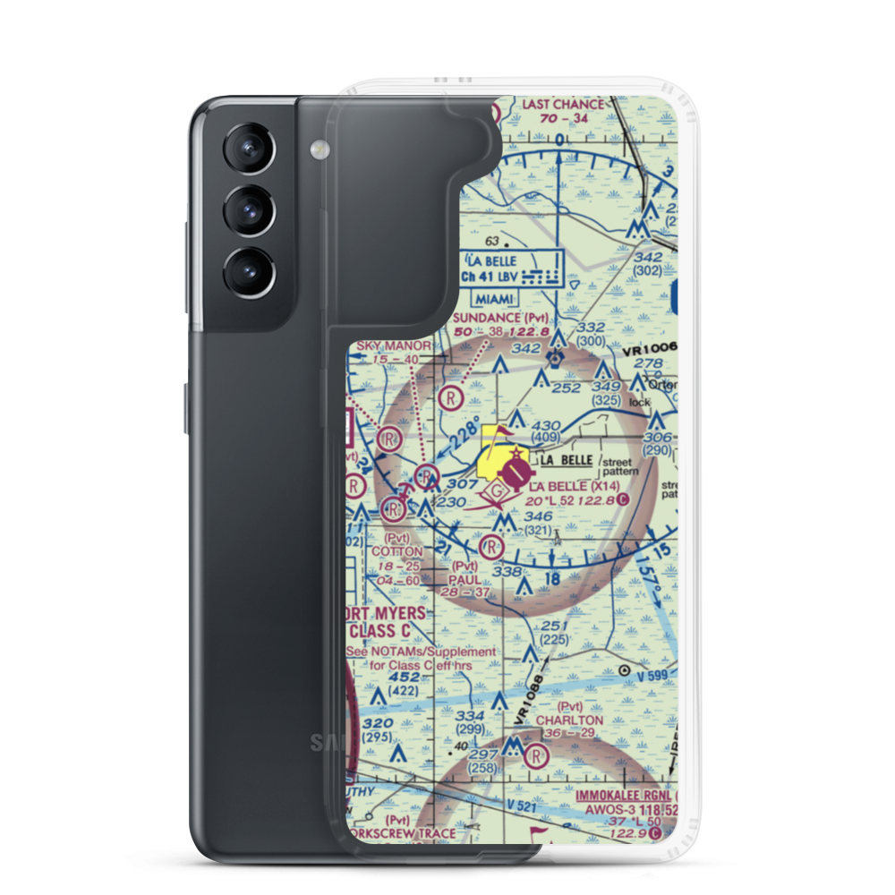 La Belle Municipal Airport (X14) VFR Sectional Samsung Case Samsung Galaxy S21 model shown