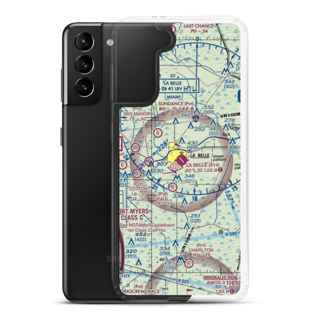 La Belle Municipal Airport (X14) VFR Sectional Samsung Case Samsung Galaxy S21 Plus model shown