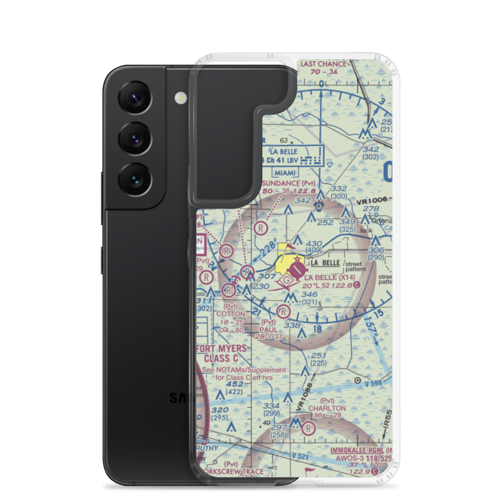La Belle Municipal Airport (X14) VFR Sectional Samsung Case Samsung Galaxy S22 model shown