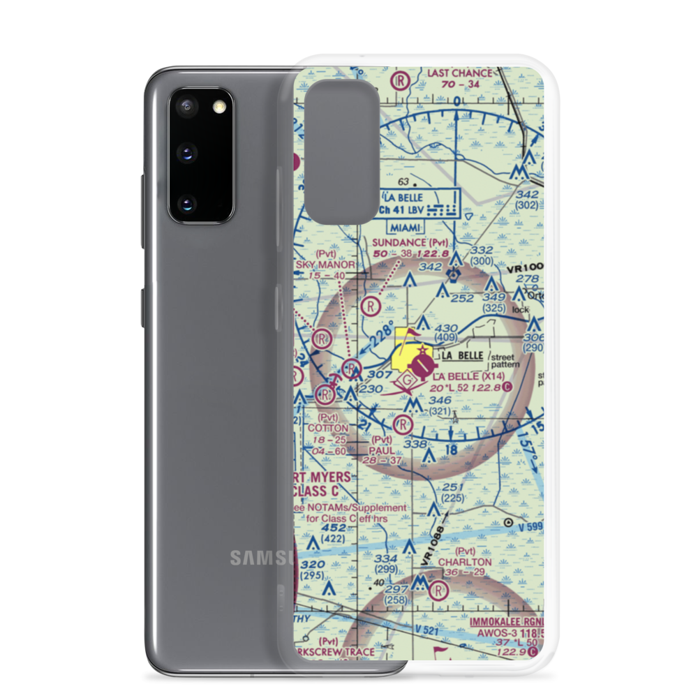 La Belle Municipal Airport (X14) VFR Sectional Samsung Case Samsung Galaxy S20 model shown