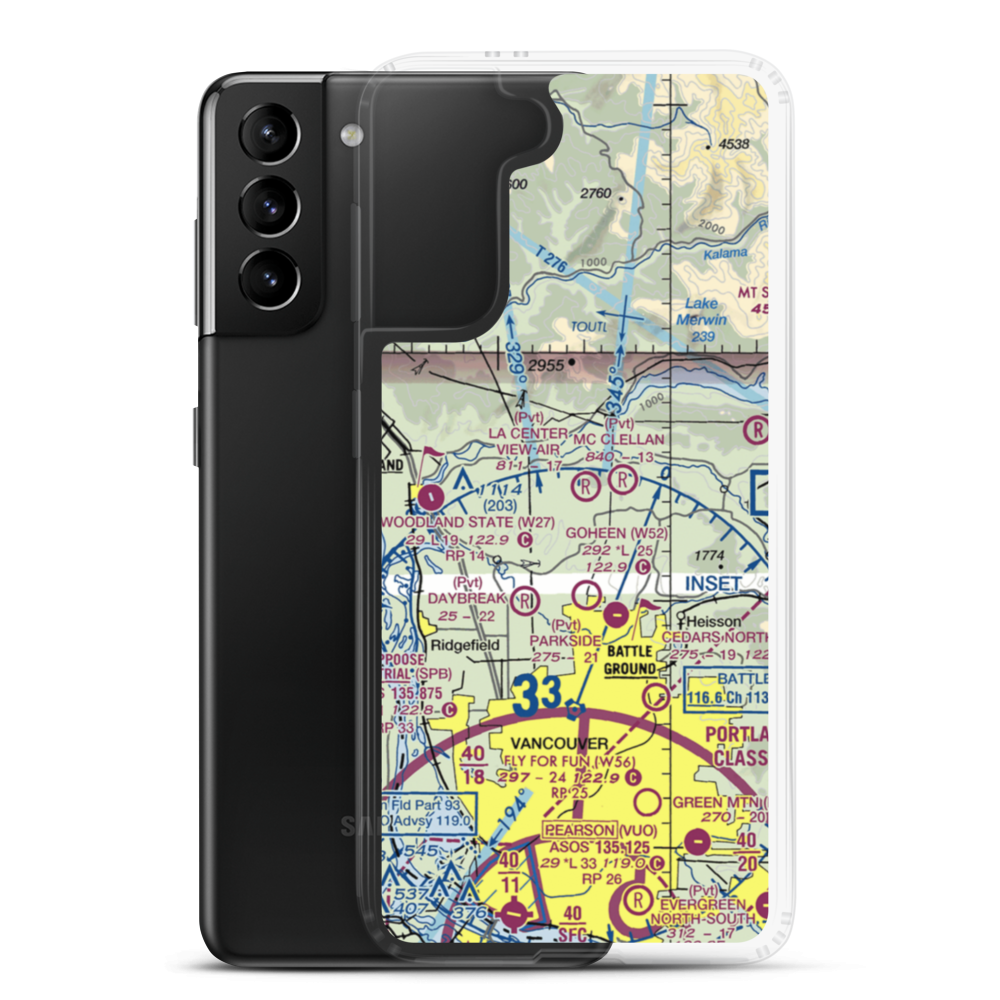La Center View-Air Airport (WA29) VFR Sectional Samsung Case Samsung Galaxy S21 Plus model shown