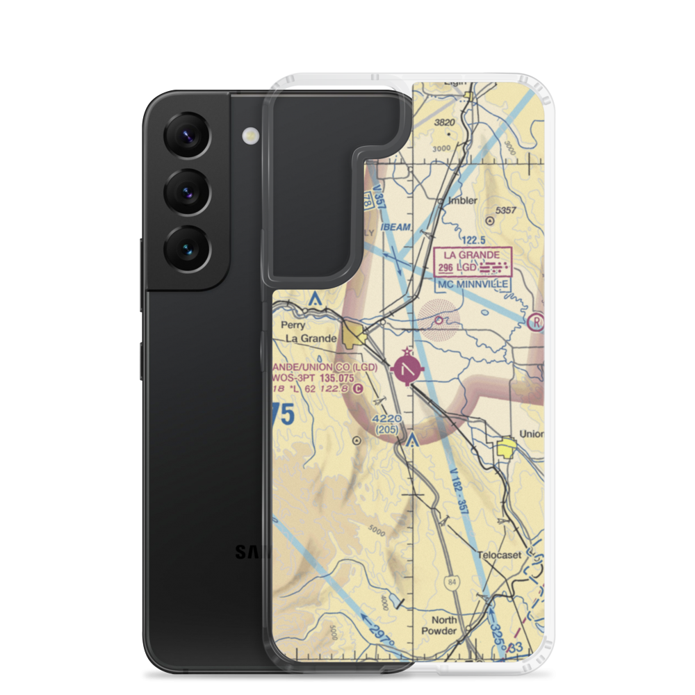 La Grande/Union County Airport (LGD) VFR Sectional Samsung Case Samsung Galaxy S22 model shown