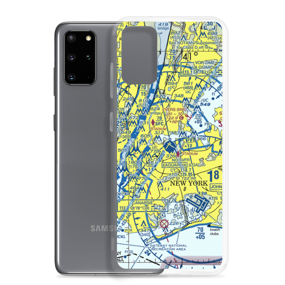 La Guardia Airport (LGA) VFR Sectional Samsung Case Samsung Galaxy S20 Plus model shown