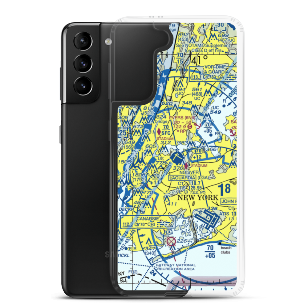 La Guardia Airport (LGA) VFR Sectional Samsung Case Samsung Galaxy S21 Plus model shown