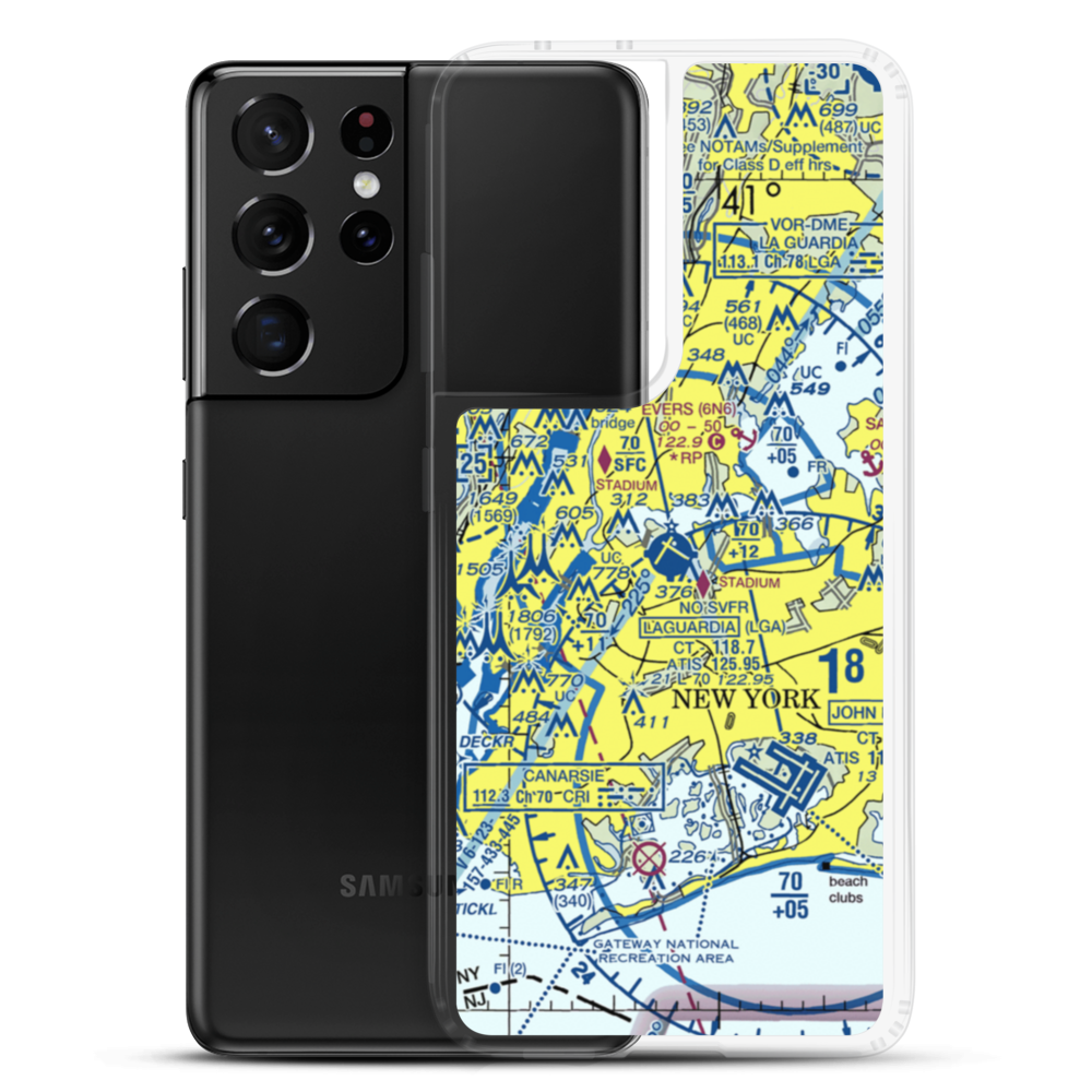 La Guardia Airport (LGA) VFR Sectional Samsung Case Samsung Galaxy S21 Ultra model shown