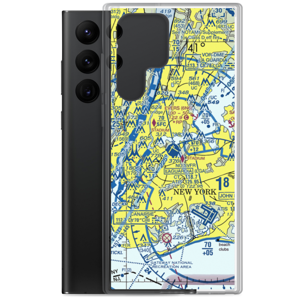 La Guardia Airport (LGA) VFR Sectional Samsung Case Samsung Galaxy S22 Ultra model shown