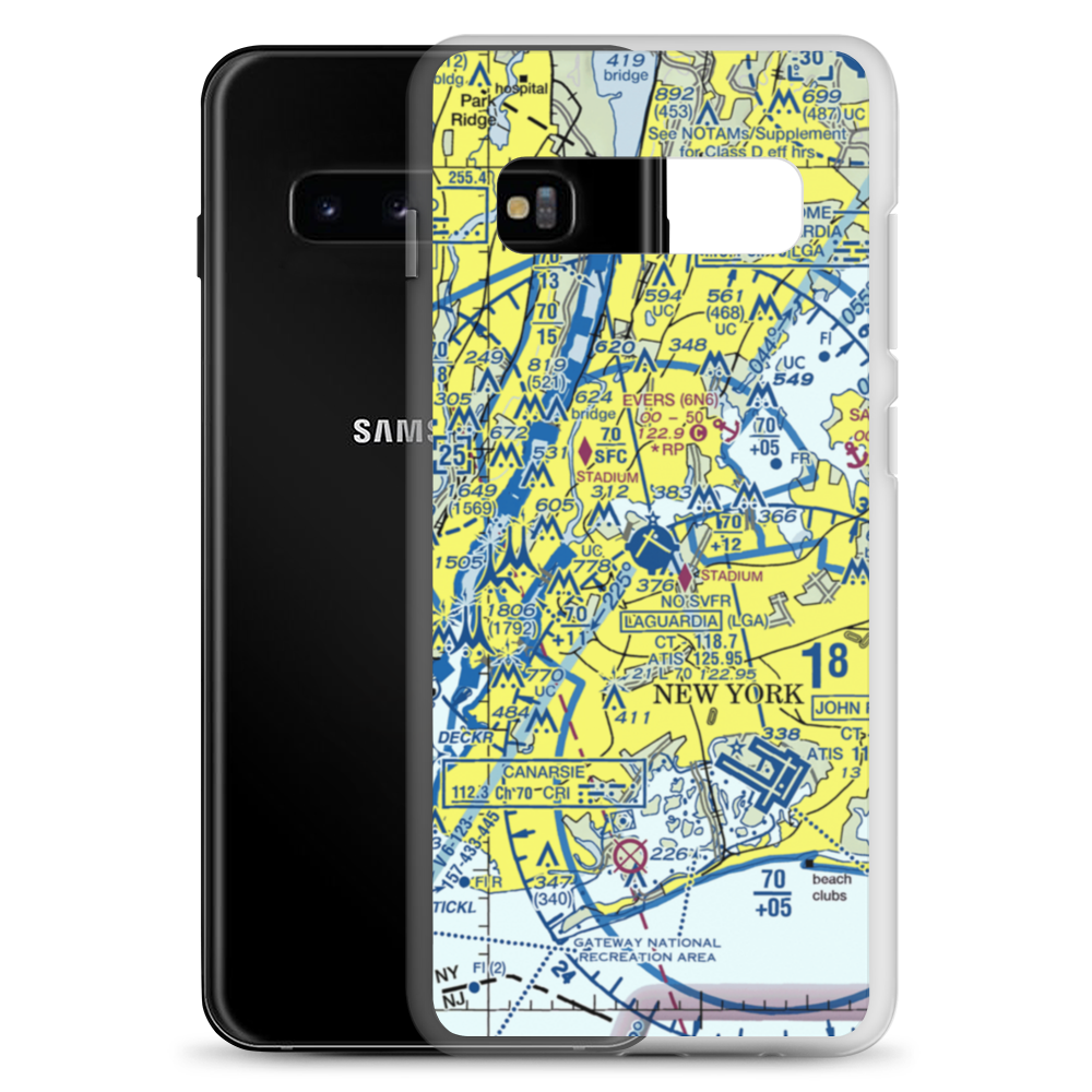 La Guardia Airport (LGA) VFR Sectional Samsung Case Samsung Galaxy S10+ model shown