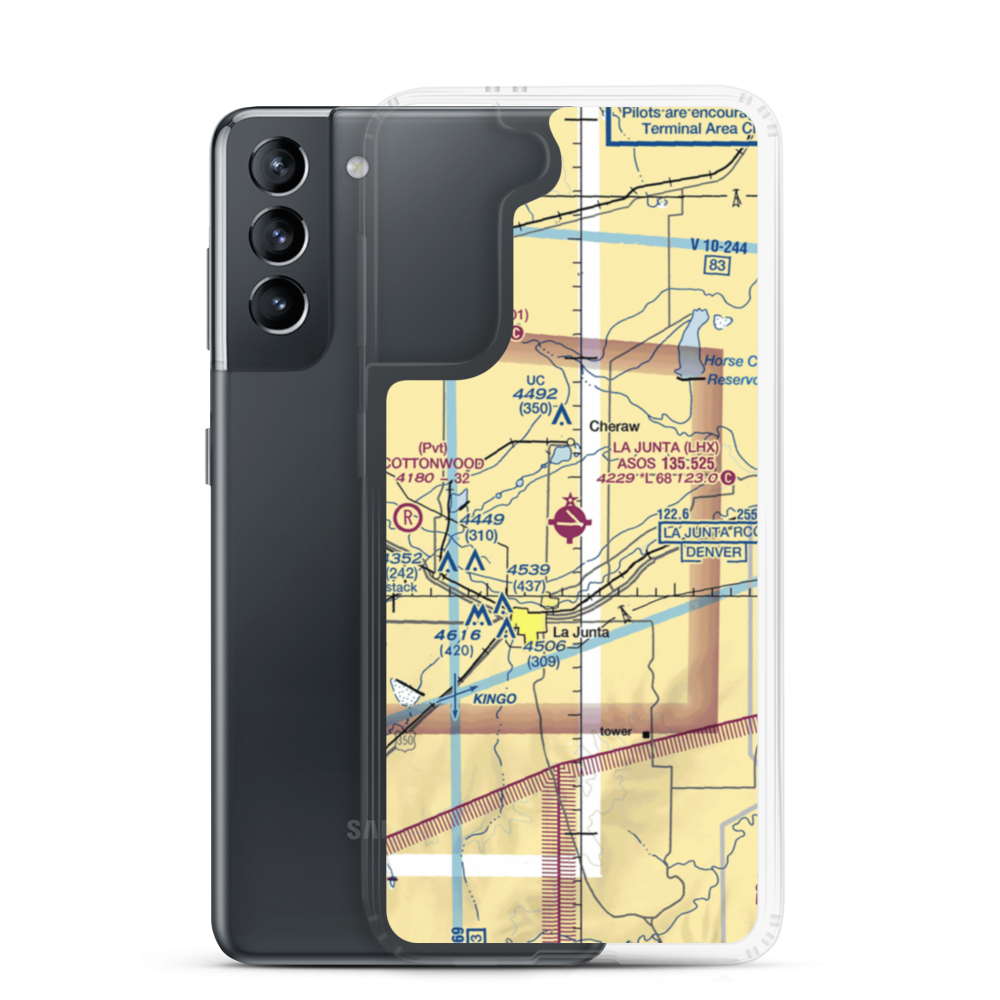 La Junta Municipal Airport (LHX) VFR Sectional Samsung Case Samsung Galaxy S21 model shown