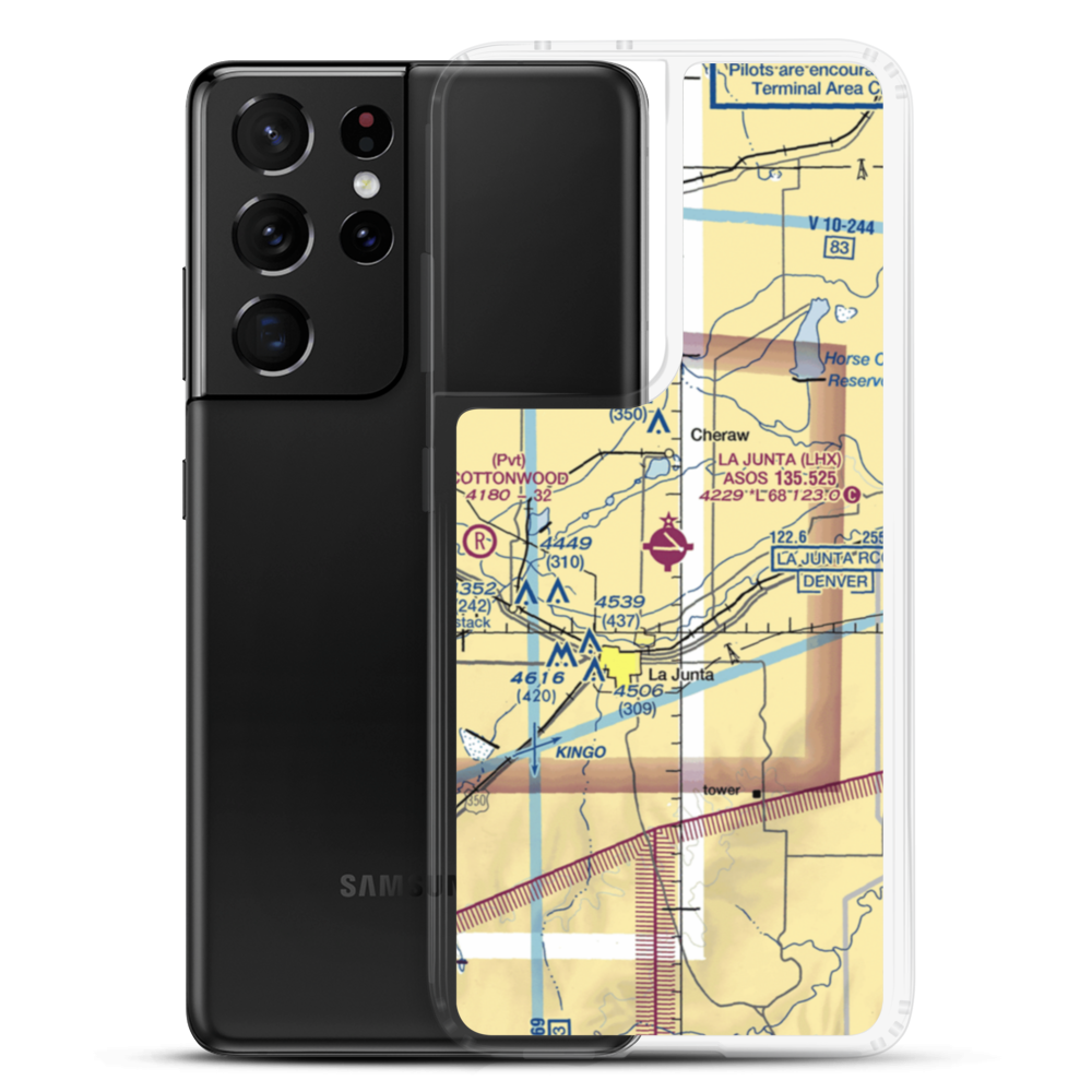La Junta Municipal Airport (LHX) VFR Sectional Samsung Case Samsung Galaxy S21 Ultra model shown