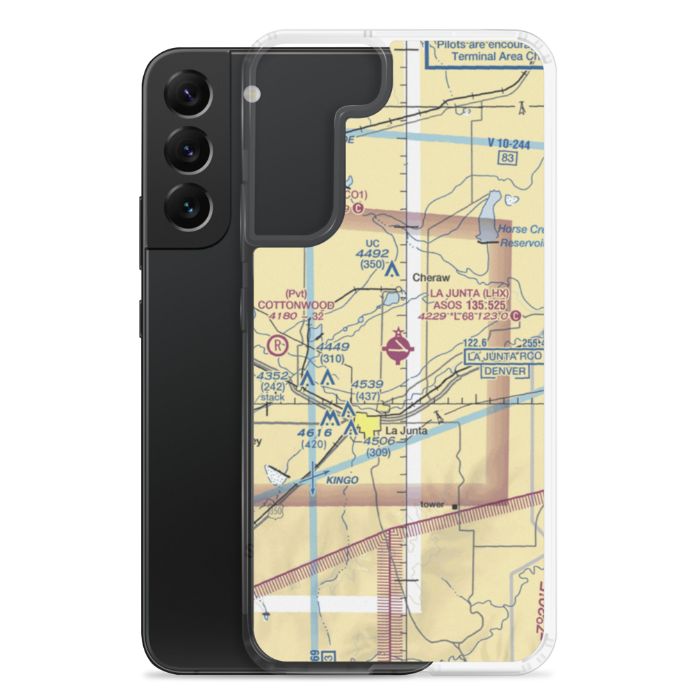 La Junta Municipal Airport (LHX) VFR Sectional Samsung Case Samsung Galaxy S22 Plus model shown