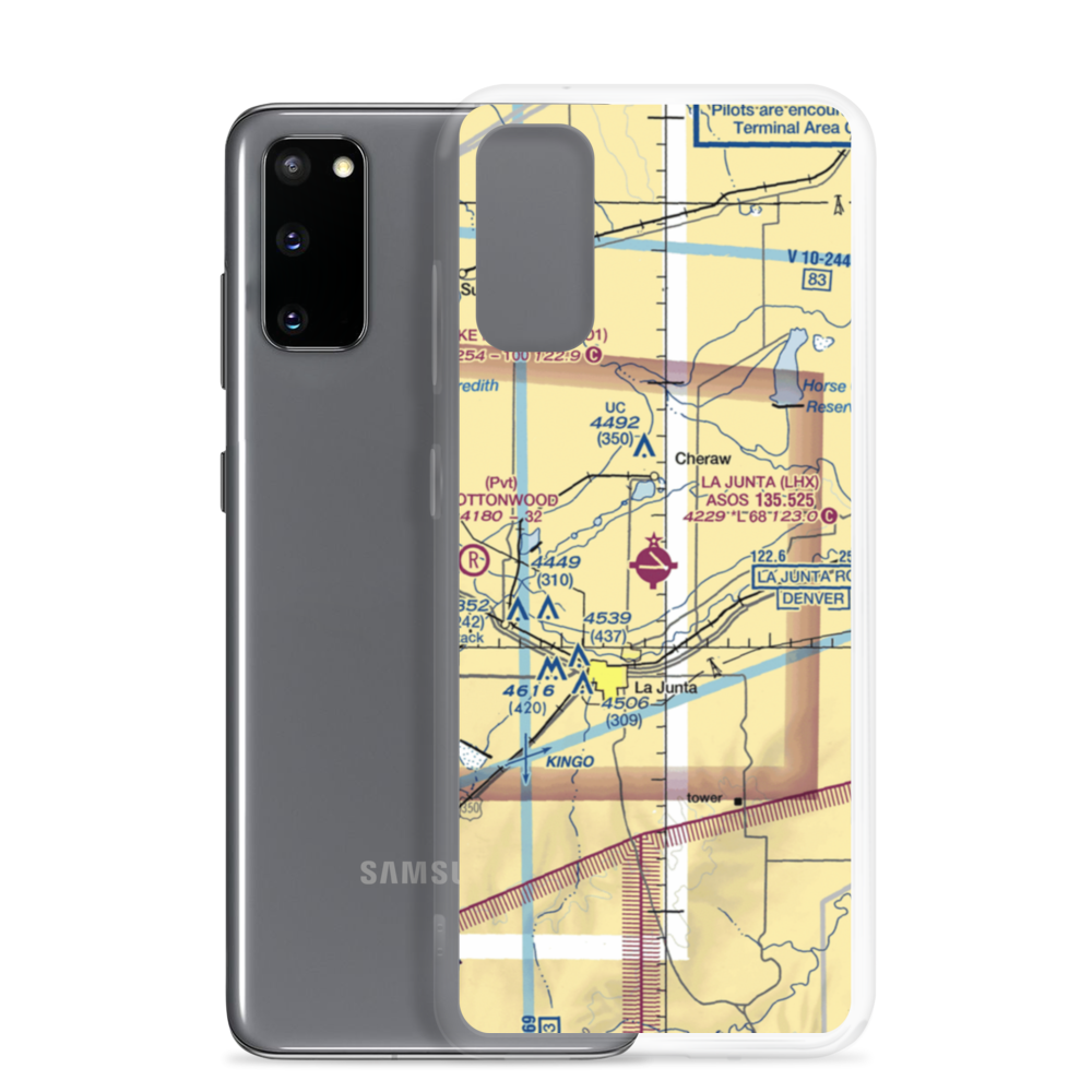 La Junta Municipal Airport (LHX) VFR Sectional Samsung Case Samsung Galaxy S20 model shown