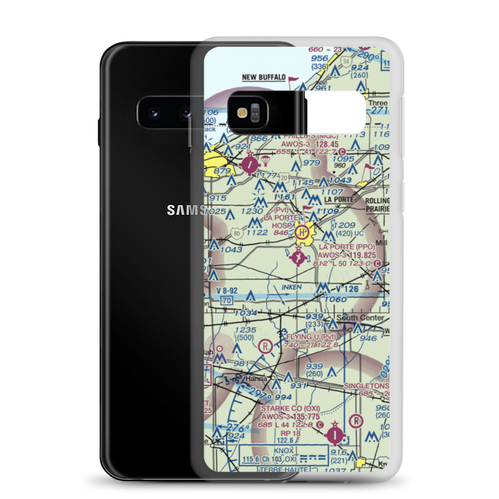 La Porte Municipal Airport (PPO) VFR Sectional Samsung Case Samsung Galaxy S10 model shown