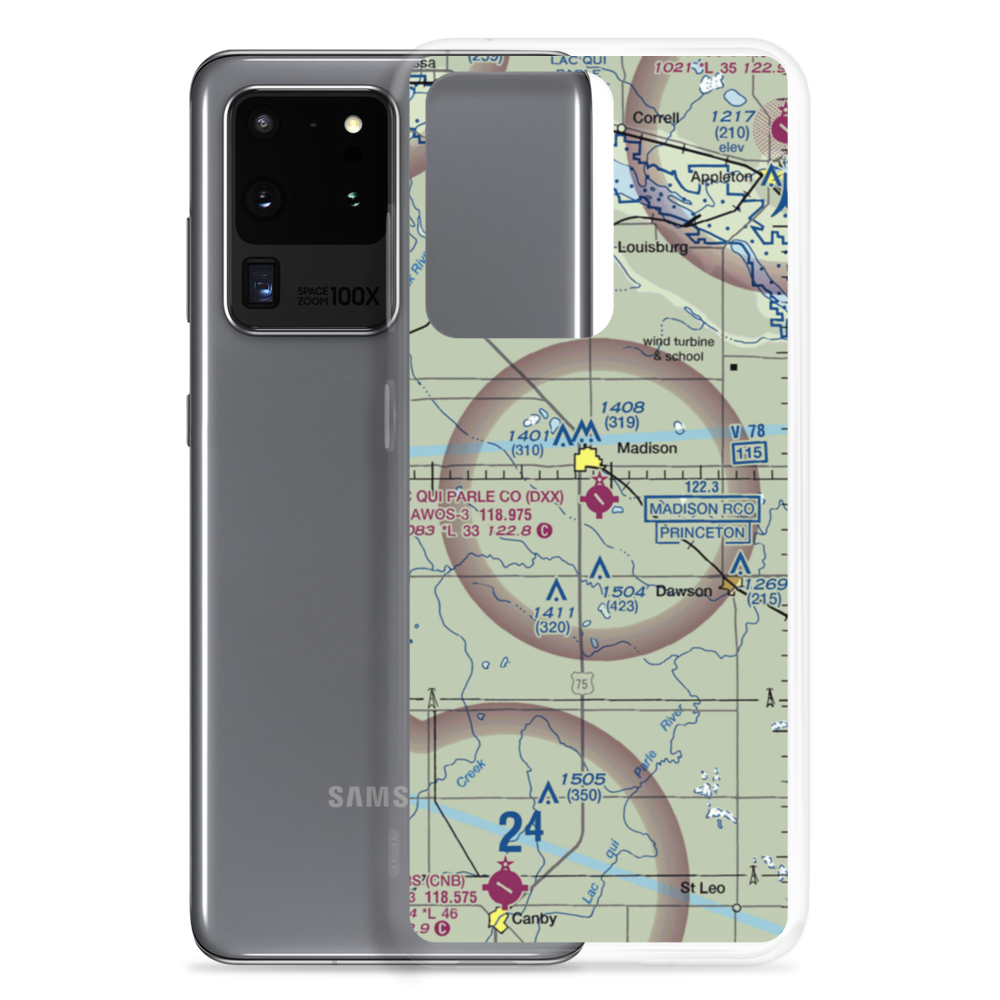 Lac Qui Parle County Airport (DXX) VFR Sectional Samsung Case Samsung Galaxy S20 Ultra model shown