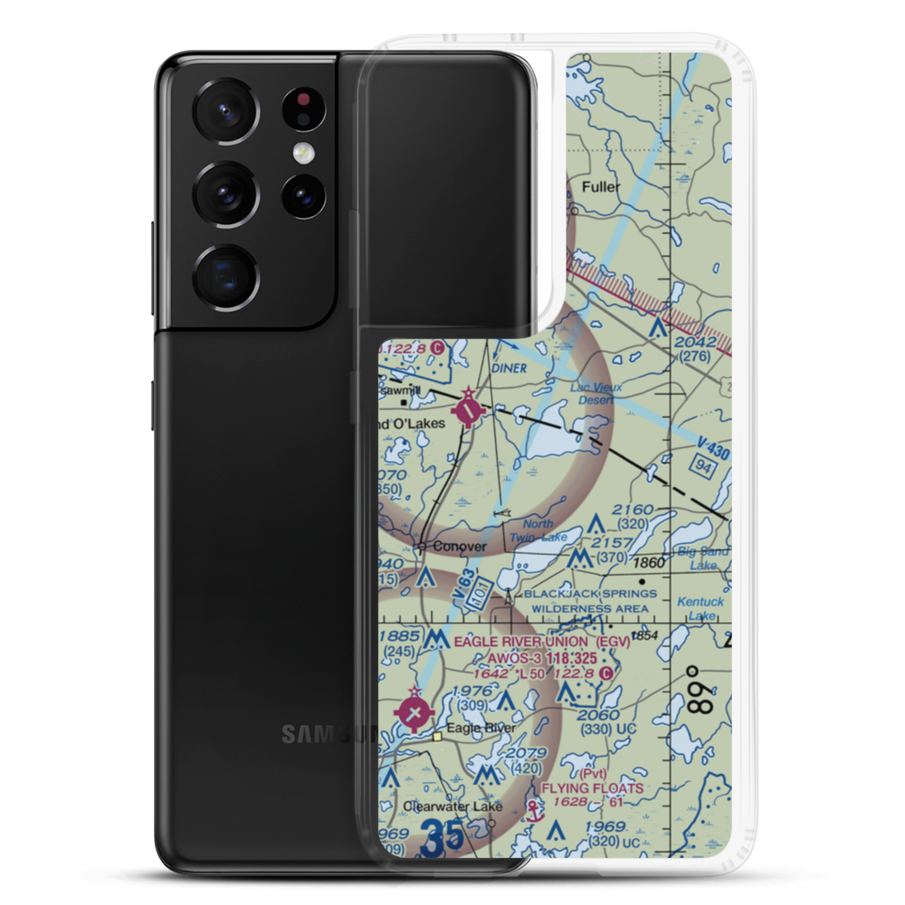 Lac Vieux Desert Seaplane Base (16WI) VFR Sectional Samsung Case Samsung Galaxy S21 Ultra model shown