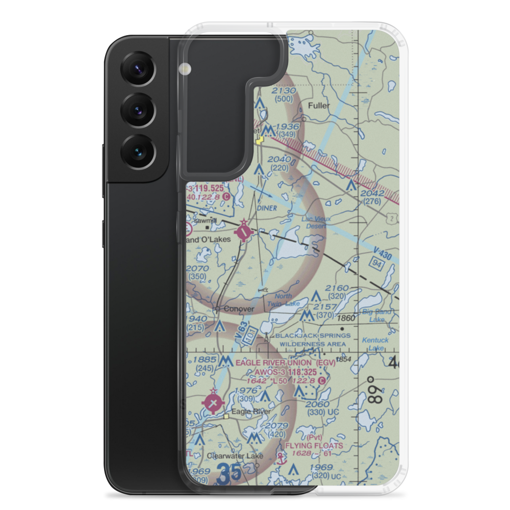 Lac Vieux Desert Seaplane Base (16WI) VFR Sectional Samsung Case Samsung Galaxy S22 Plus model shown