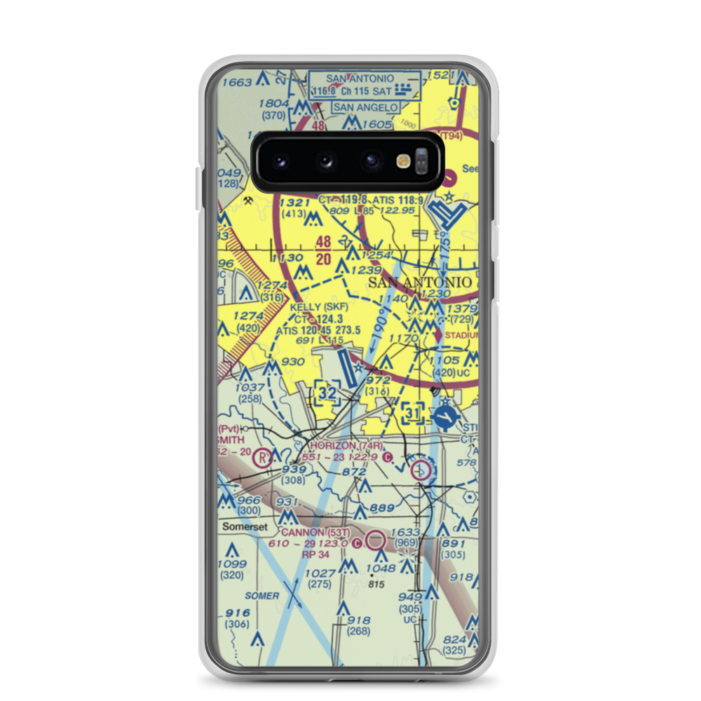 Lackland Air Force Base (SKF) VFR Sectional Samsung Case Samsung Galaxy S10 model shown