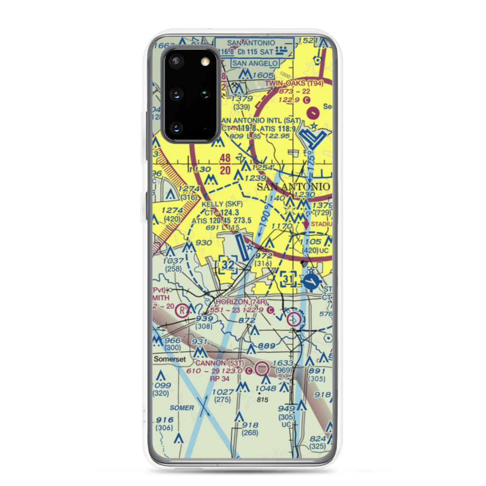 Lackland Air Force Base (SKF) VFR Sectional Samsung Case Samsung Galaxy S20 Plus model shown