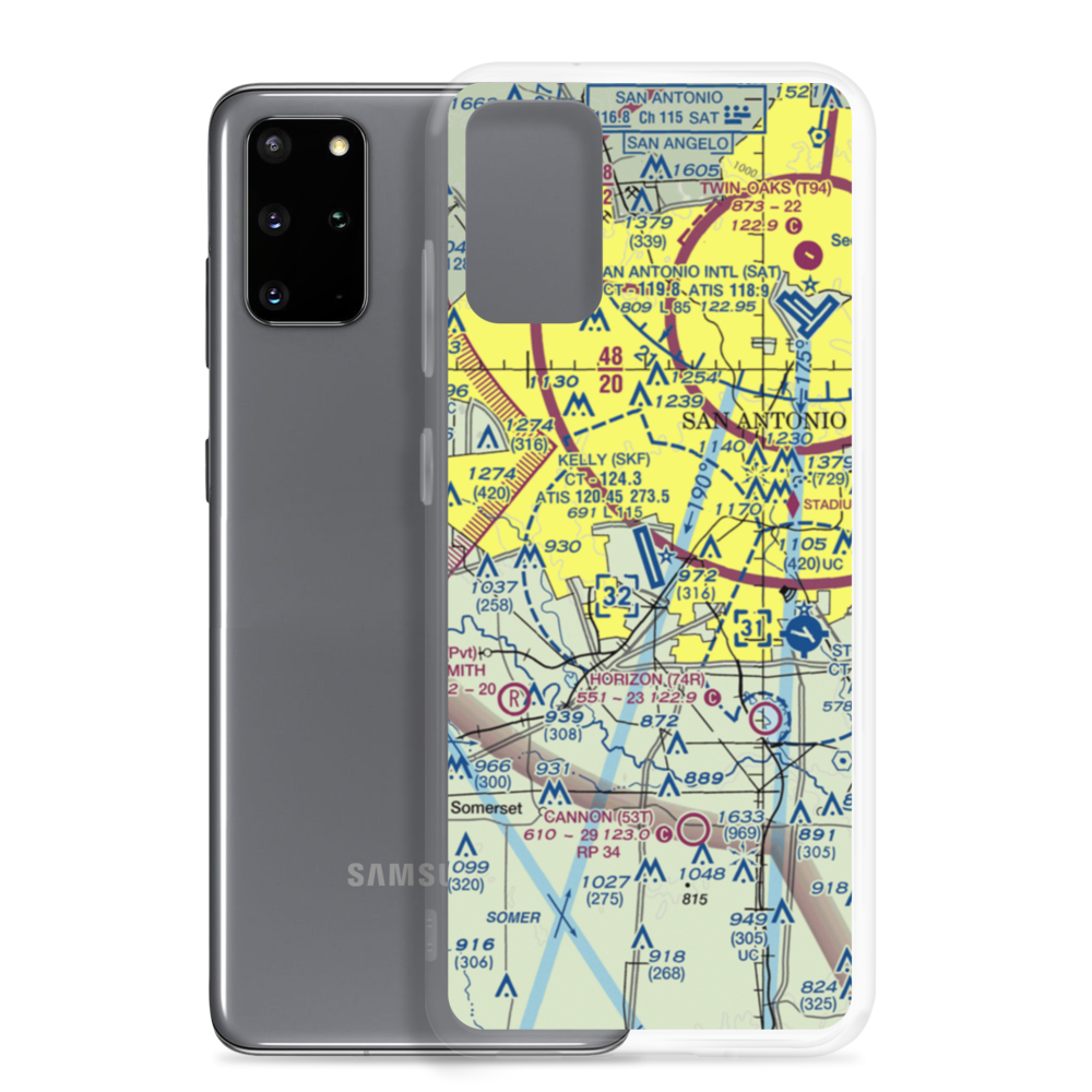 Lackland Air Force Base (SKF) VFR Sectional Samsung Case Samsung Galaxy S20 Plus model shown