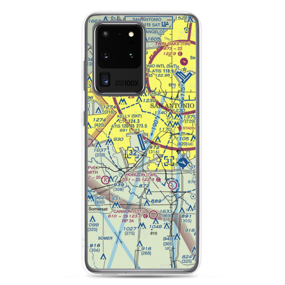 Lackland Air Force Base (SKF) VFR Sectional Samsung Case Samsung Galaxy S20 Ultra model shown
