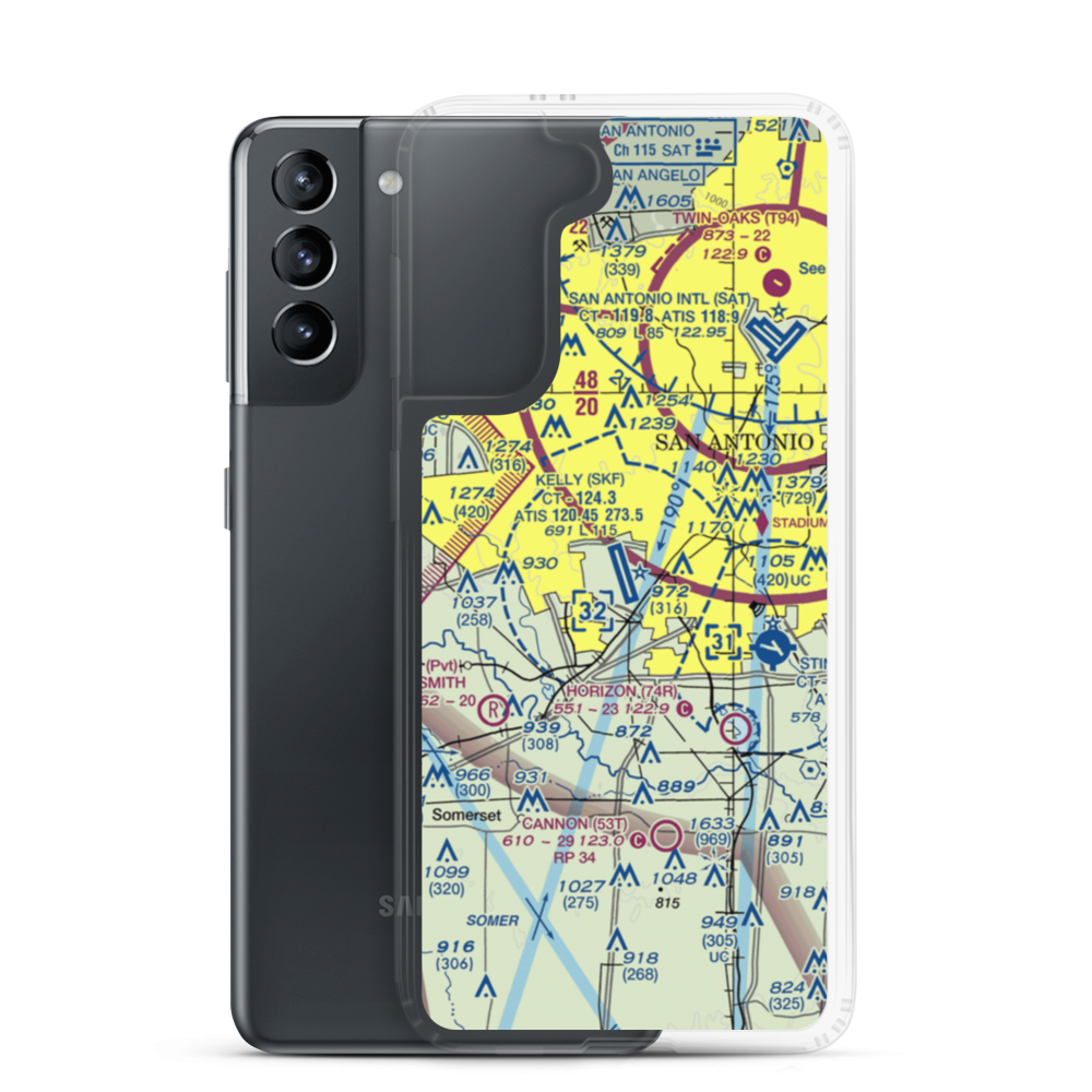 Lackland Air Force Base (SKF) VFR Sectional Samsung Case Samsung Galaxy S21 model shown