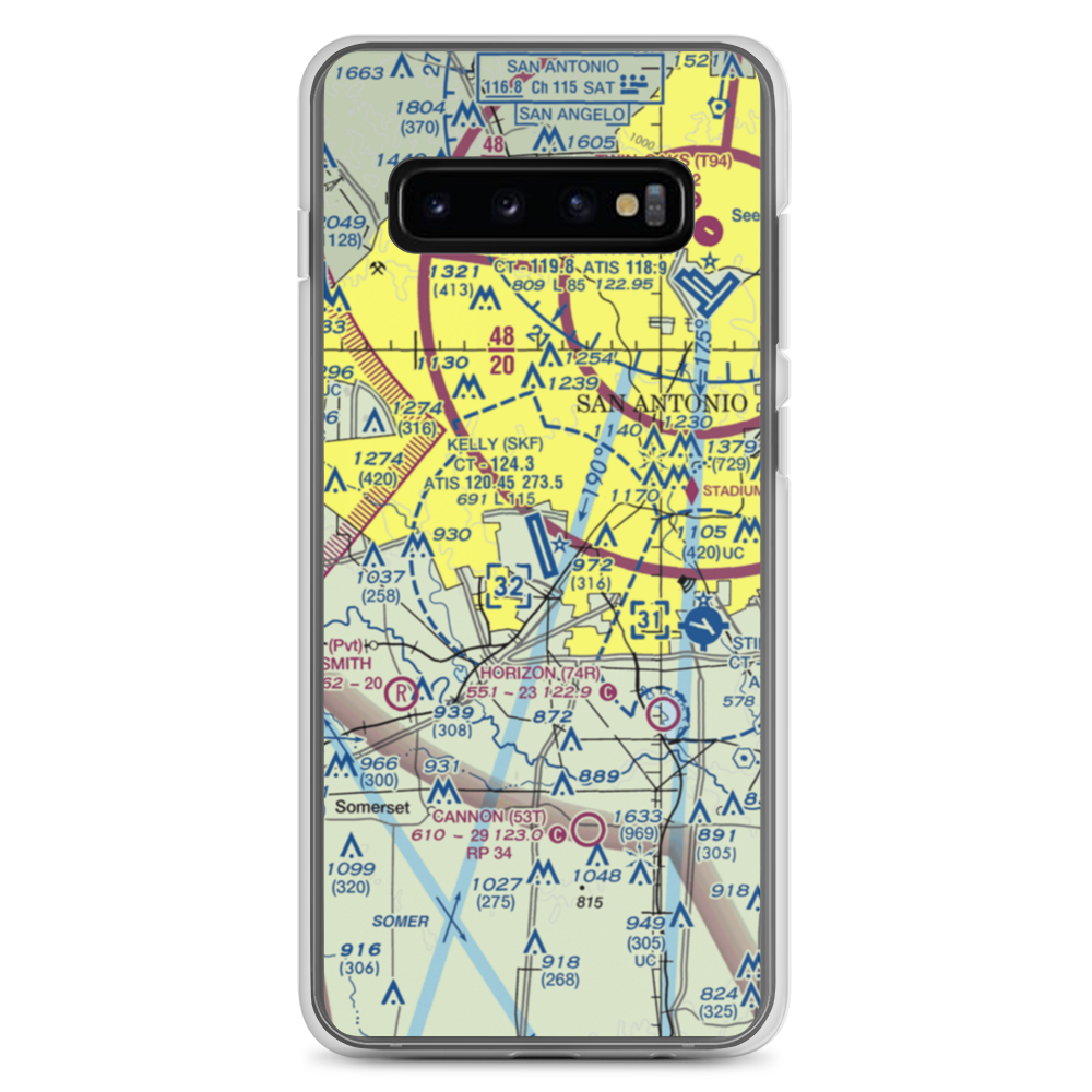 Lackland Air Force Base (SKF) VFR Sectional Samsung Case Samsung Galaxy S10+ model shown