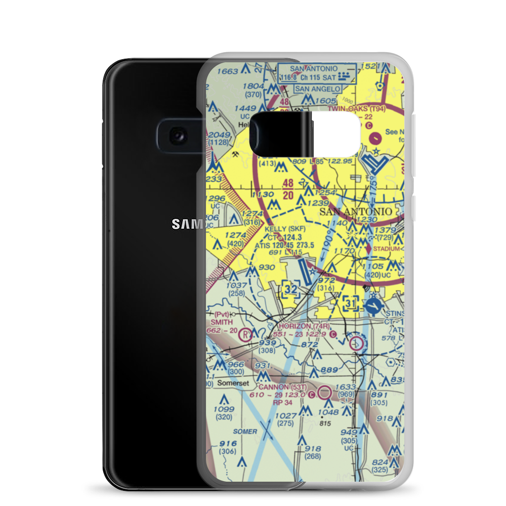 Lackland Air Force Base (SKF) VFR Sectional Samsung Case Samsung Galaxy S10e model shown