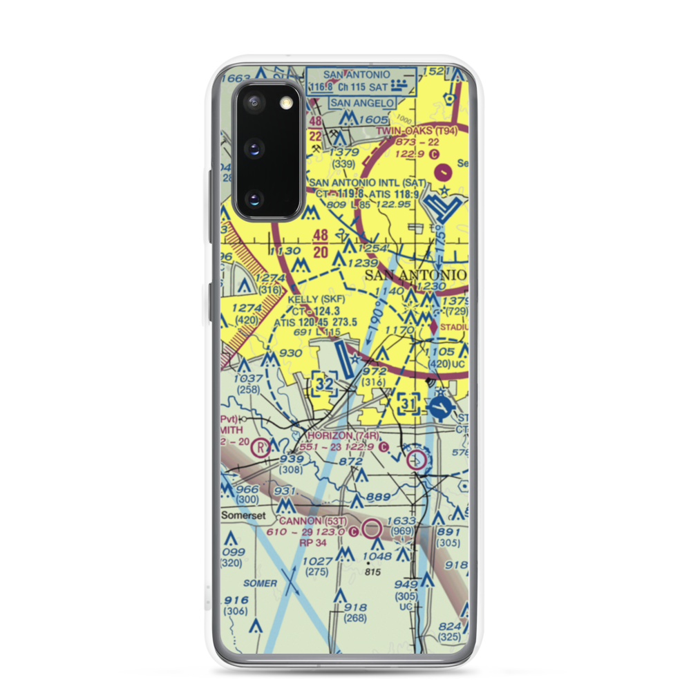 Lackland Air Force Base (SKF) VFR Sectional Samsung Case Samsung Galaxy S20 model shown