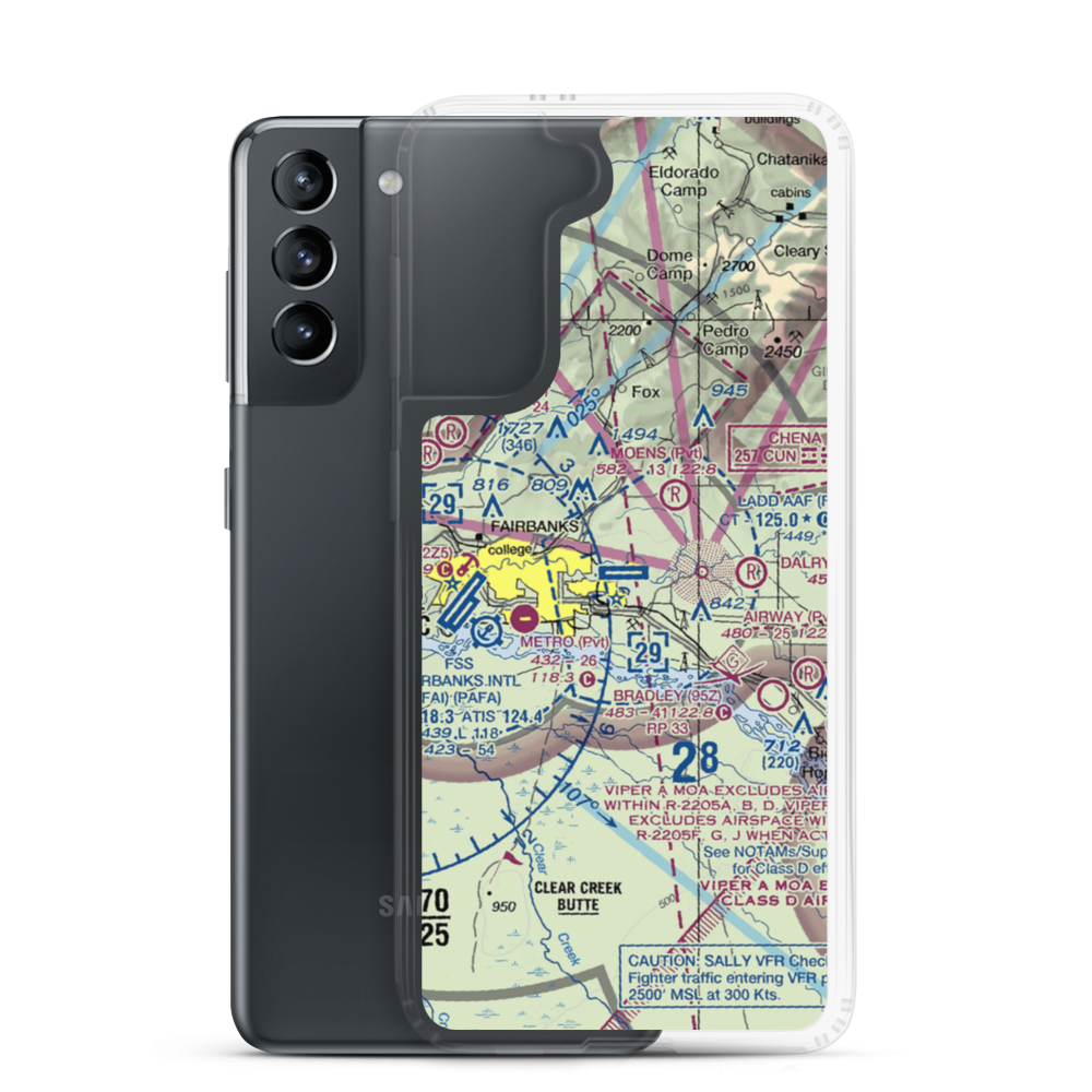 Ladd AAF Airfield (FBK) VFR Sectional Samsung Case Samsung Galaxy S21 model shown