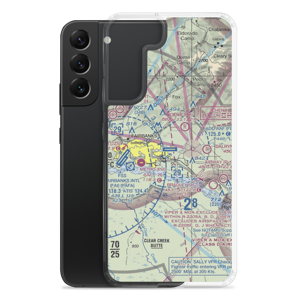 Ladd AAF Airfield (FBK) VFR Sectional Samsung Case Samsung Galaxy S22 Plus model shown