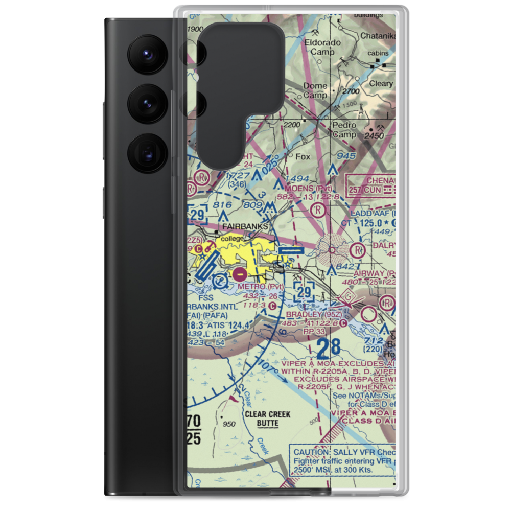 Ladd AAF Airfield (FBK) VFR Sectional Samsung Case Samsung Galaxy S22 Ultra model shown
