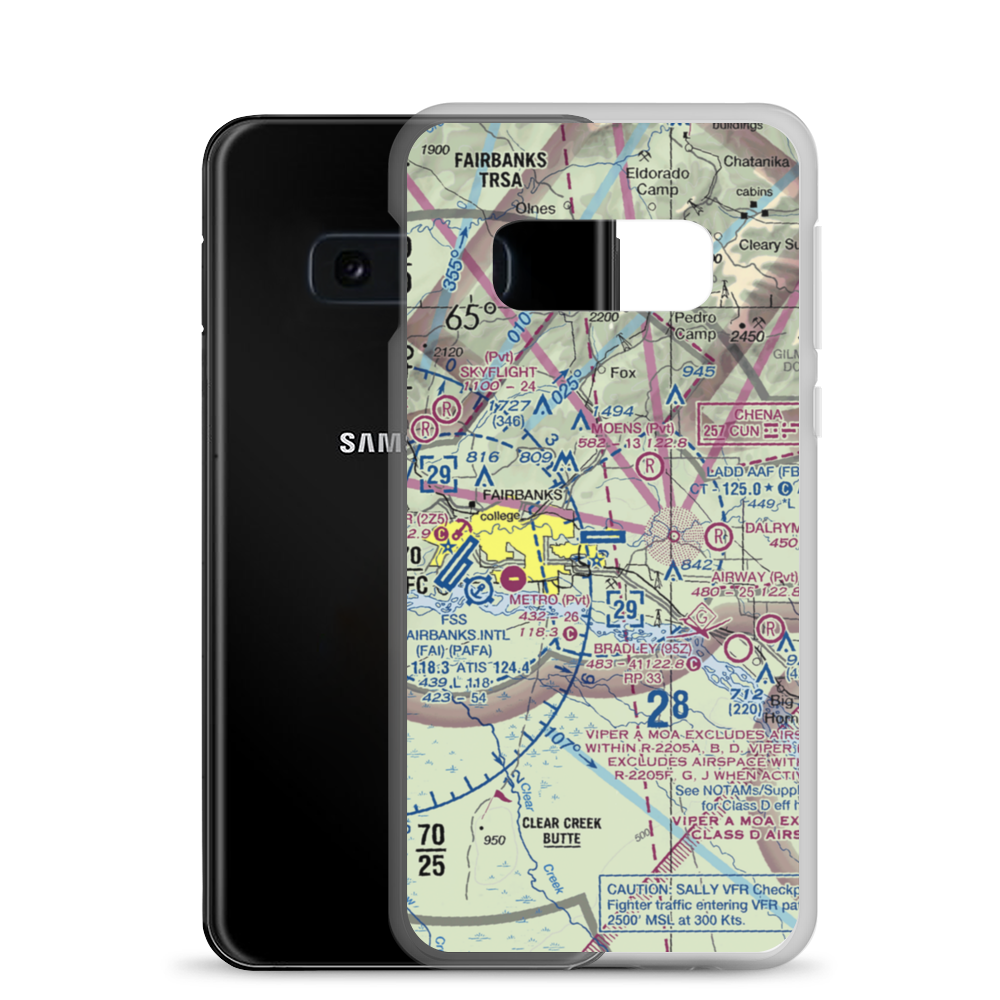 Ladd AAF Airfield (FBK) VFR Sectional Samsung Case Samsung Galaxy S10e model shown