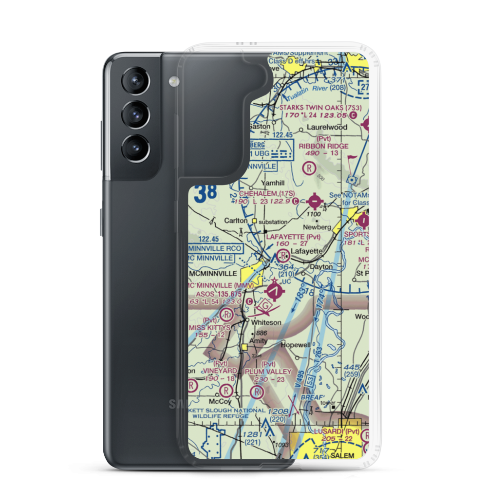 Lafayette Airstrip (OR90) VFR Sectional Samsung Case Samsung Galaxy S21 model shown