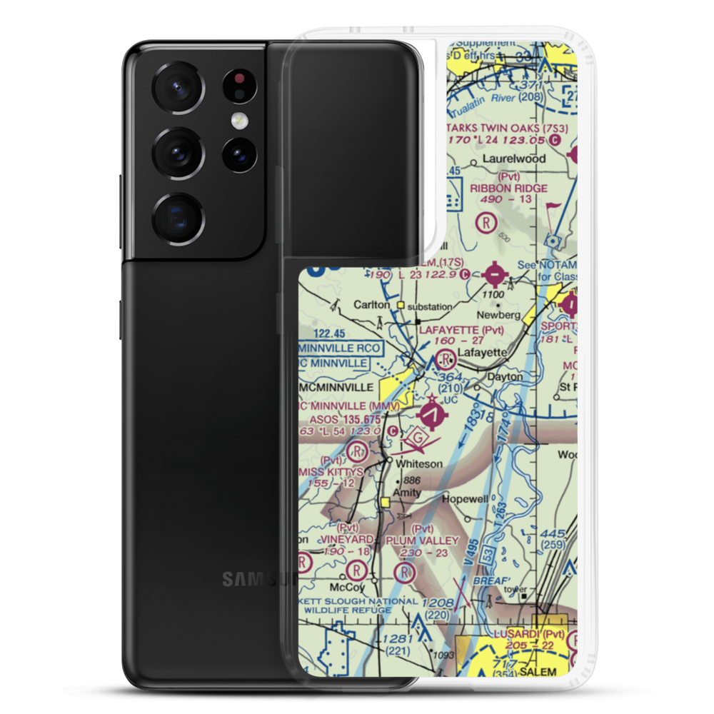 Lafayette Airstrip (OR90) VFR Sectional Samsung Case Samsung Galaxy S21 Ultra model shown