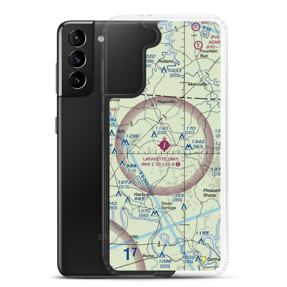 Lafayette Municipal Airport (3M7) VFR Sectional Samsung Case Samsung Galaxy S21 Plus model shown