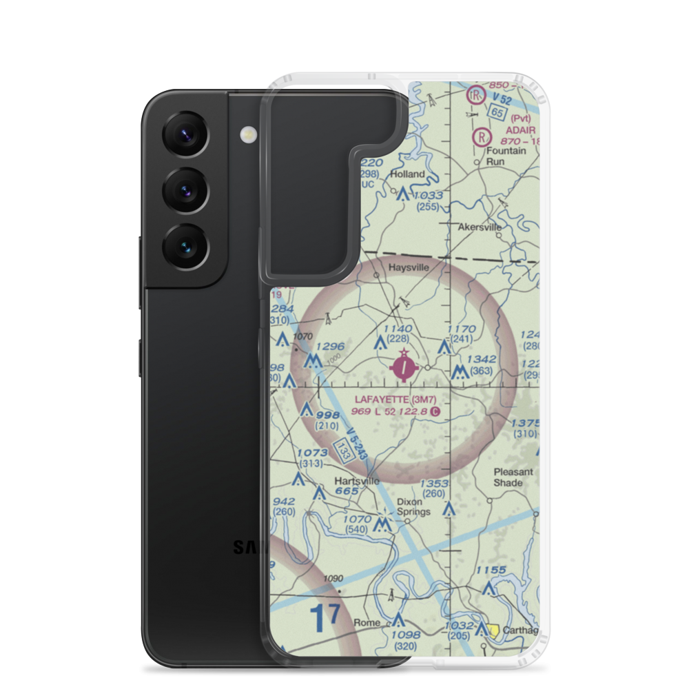 Lafayette Municipal Airport (3M7) VFR Sectional Samsung Case Samsung Galaxy S22 model shown