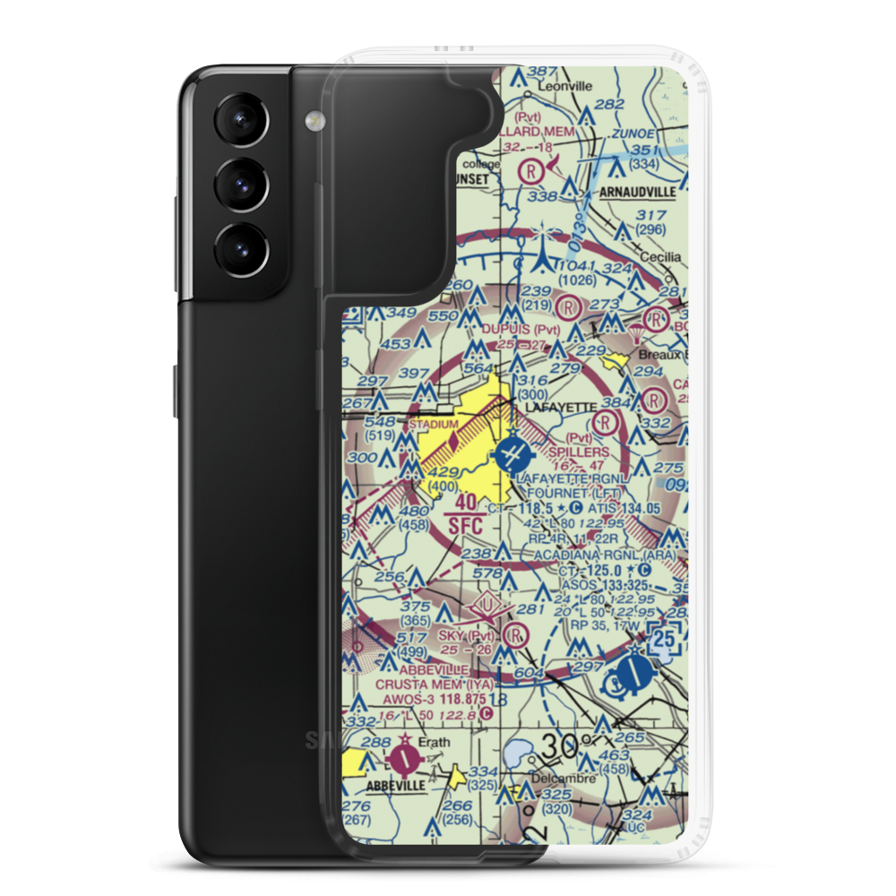 Lafayette Regional Airport (LFT) VFR Sectional Samsung Case Samsung Galaxy S21 Plus model shown