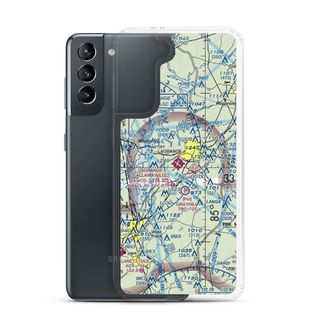 LaGrange Callaway Airport (LGC) VFR Sectional Samsung Case Samsung Galaxy S21 model shown