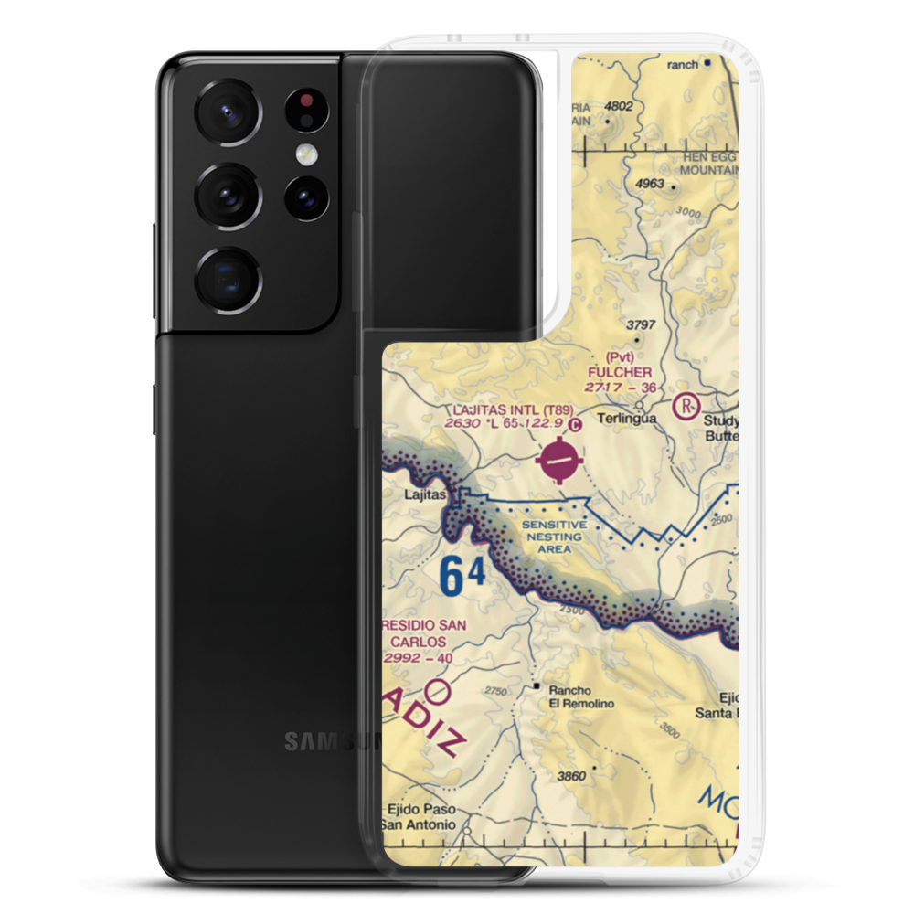 Lajitas International Airport (T89) VFR Sectional Samsung Case Samsung Galaxy S21 Ultra model shown
