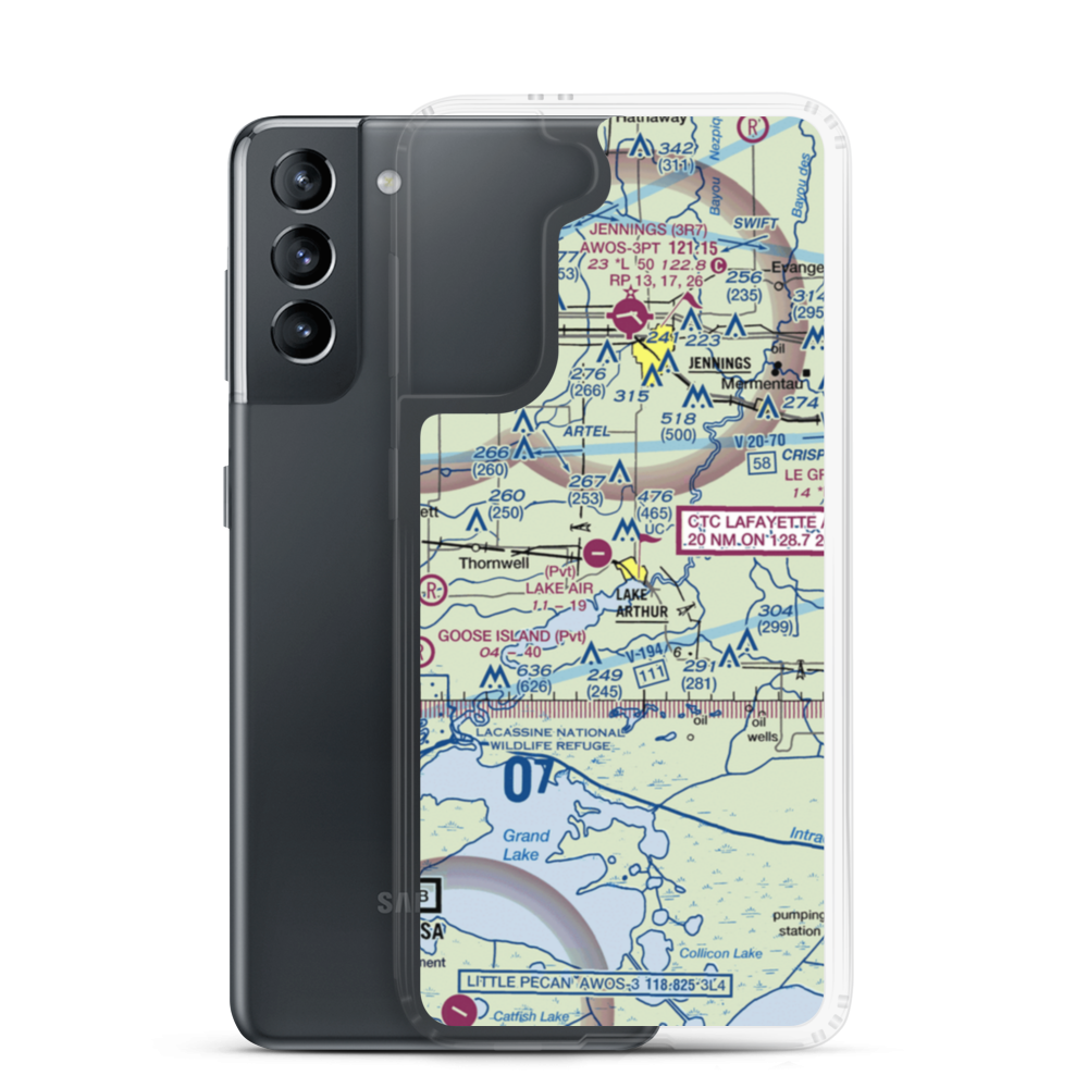 Lake Air Service Airport (LA32) VFR Sectional Samsung Case Samsung Galaxy S21 model shown