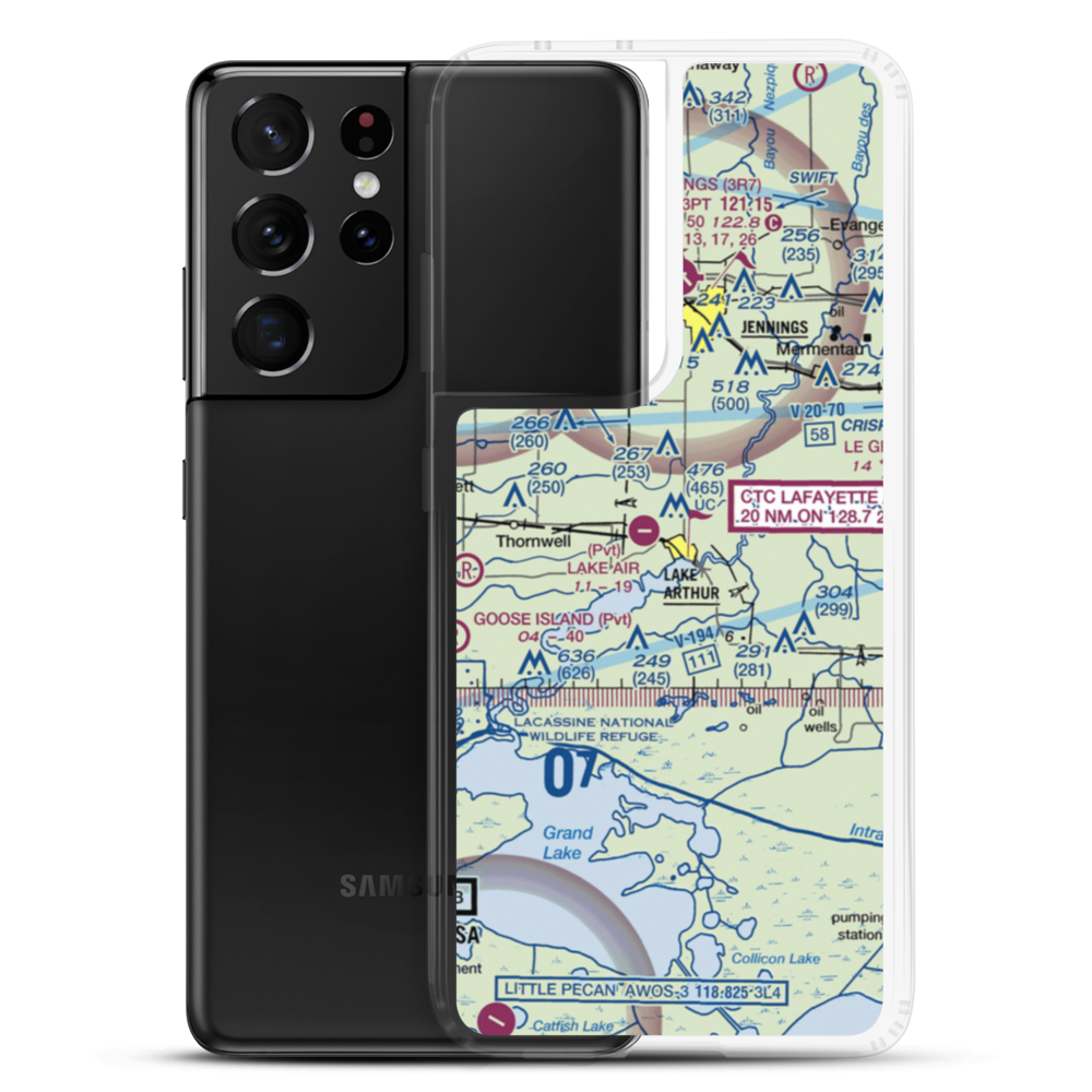 Lake Air Service Airport (LA32) VFR Sectional Samsung Case Samsung Galaxy S21 Ultra model shown