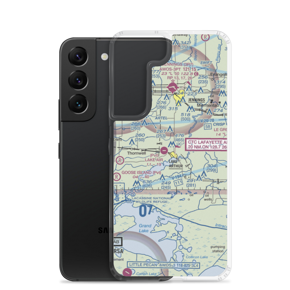 Lake Air Service Airport (LA32) VFR Sectional Samsung Case Samsung Galaxy S22 model shown