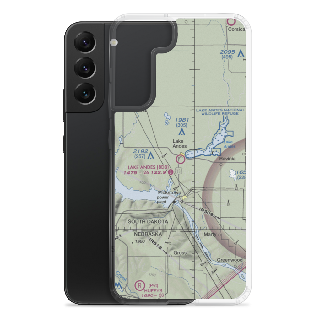Lake Andes Municipal Airport (8D8) VFR Sectional Samsung Case Samsung Galaxy S22 Plus model shown