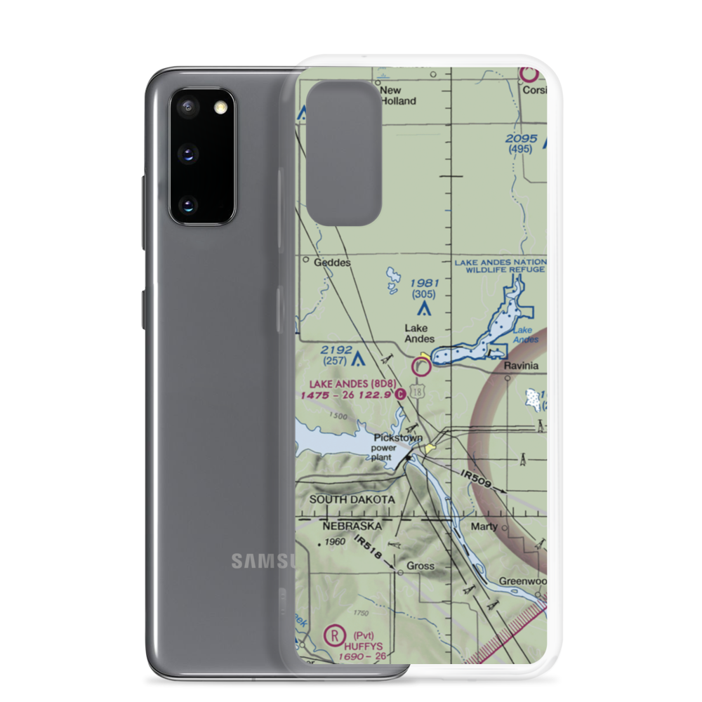 Lake Andes Municipal Airport (8D8) VFR Sectional Samsung Case Samsung Galaxy S20 model shown