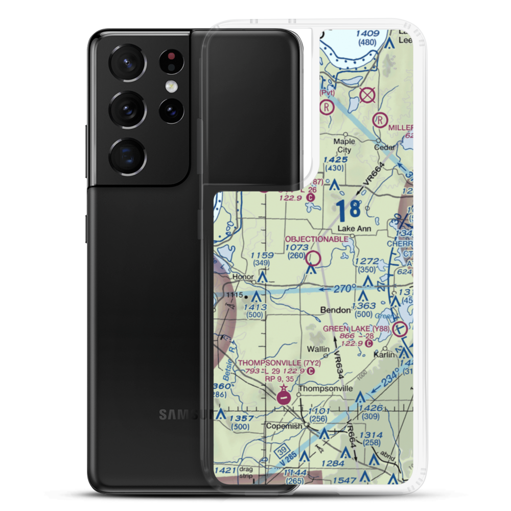 Lake Ann Airway Estates Airport (4M0) VFR Sectional Samsung Case Samsung Galaxy S21 Ultra model shown