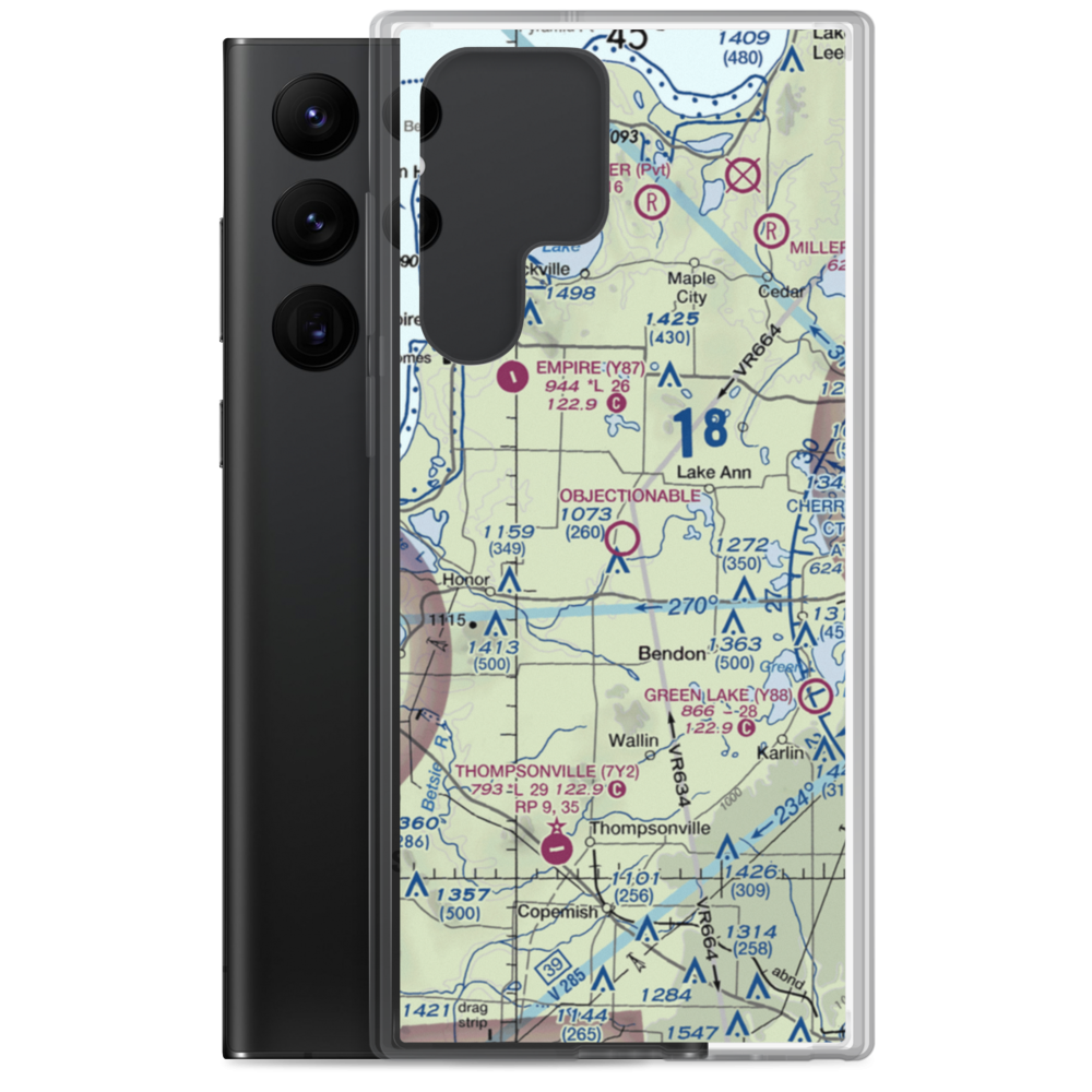Lake Ann Airway Estates Airport (4M0) VFR Sectional Samsung Case Samsung Galaxy S22 Ultra model shown